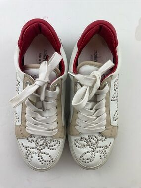 Zadig & Voltaire White Studded Leather Sneakers